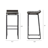 Givens 30.25"H Seat Height Black Wood Seat Black Metal Base Stool from Mercana - Luna Furniture