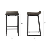 Givens 24.25"H Seat Height Black Wood Seat Black Frame Stool from Mercana - Luna Furniture