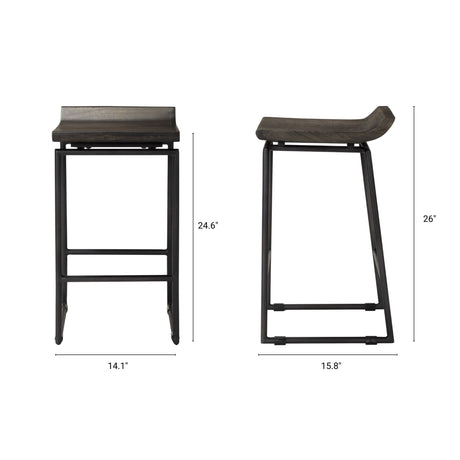 Givens 24.25"H Seat Height Black Wood Seat Black Frame Stool from Mercana - Luna Furniture