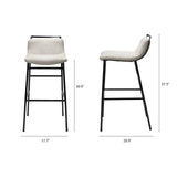 Kavalan 37.5" Total Height Beige Upholstered Seat Gray Metal Frame Bar Stool from Mercana - Luna Furniture