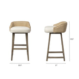 Monmouth 30.5" Seat Height Cream/Beige Fabric Seat Brown Wood Frame Bar Stool from Mercana - Luna Furniture