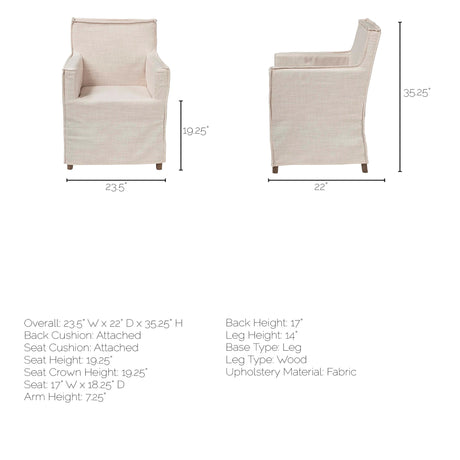Elbert II Cream Fabric Slip-Cover Brown Wood Frame Dining Chair from Mercana - Luna Furniture