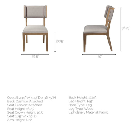 Tenton I Grey Fabric Wrap Brown Wooden Base Dining Chair, Set of 2 from Mercana - Luna Furniture