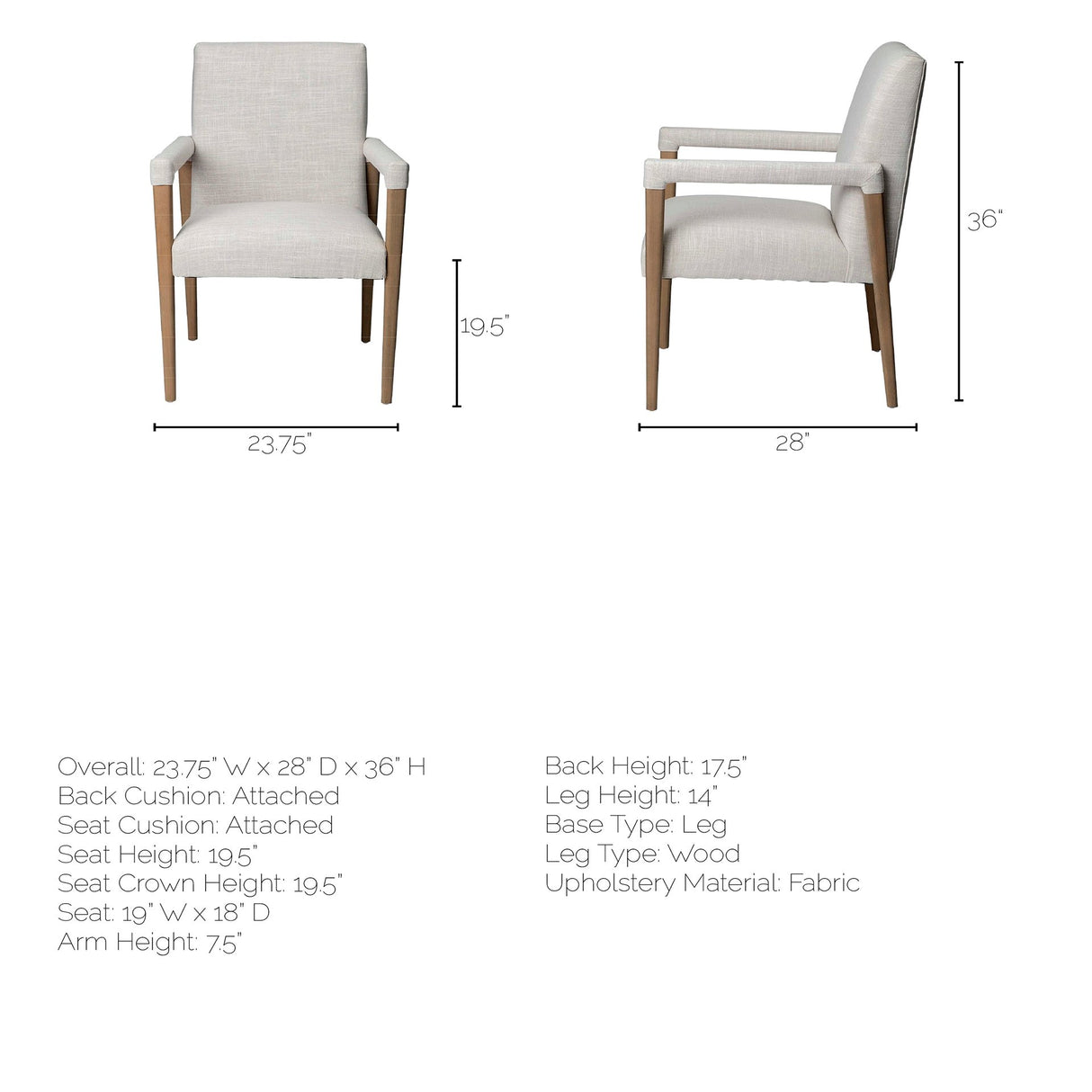 Palisades Cream Fabric Wrap Brown Wood Frame Dining Chair from Mercana - Luna Furniture