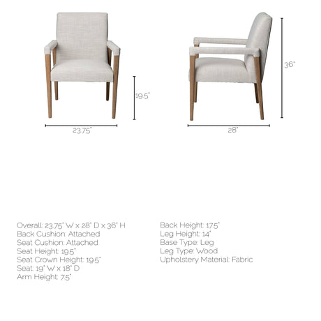Palisades Cream Fabric Wrap Brown Wood Frame Dining Chair from Mercana - Luna Furniture
