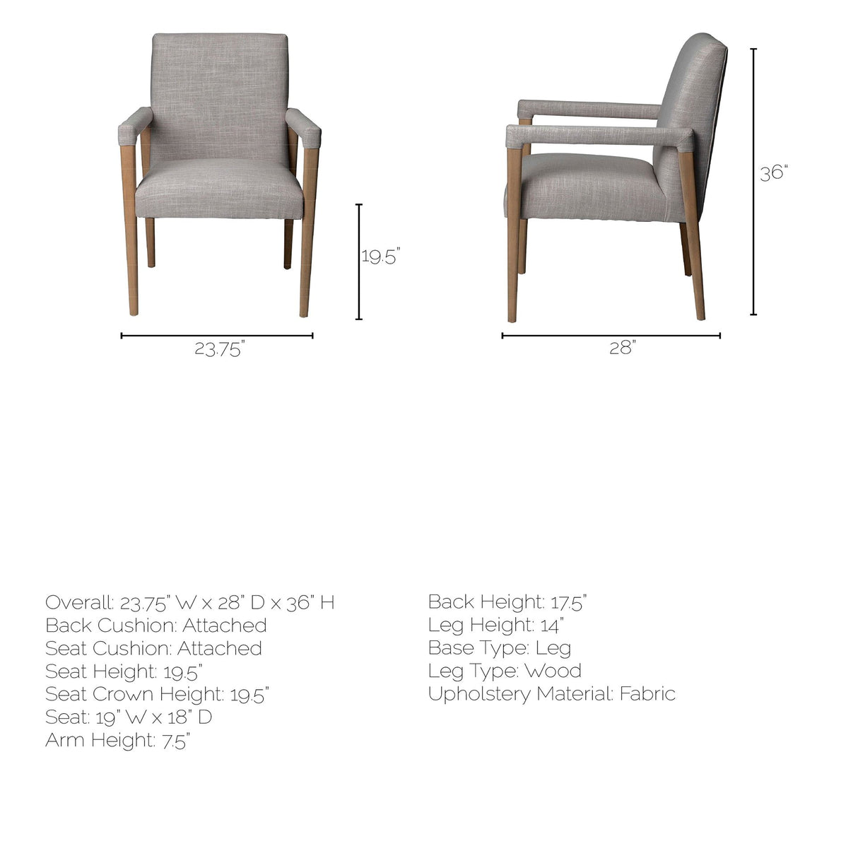 Palisades Grey Fabric Wrap Brown Wooden Frame Dining Chair from Mercana - Luna Furniture
