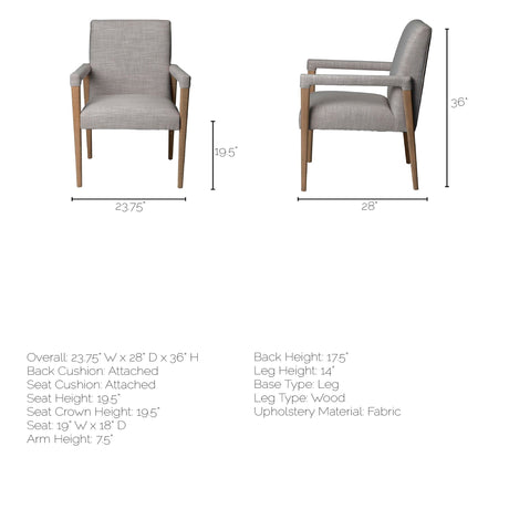 Palisades Grey Fabric Wrap Brown Wooden Frame Dining Chair from Mercana - Luna Furniture