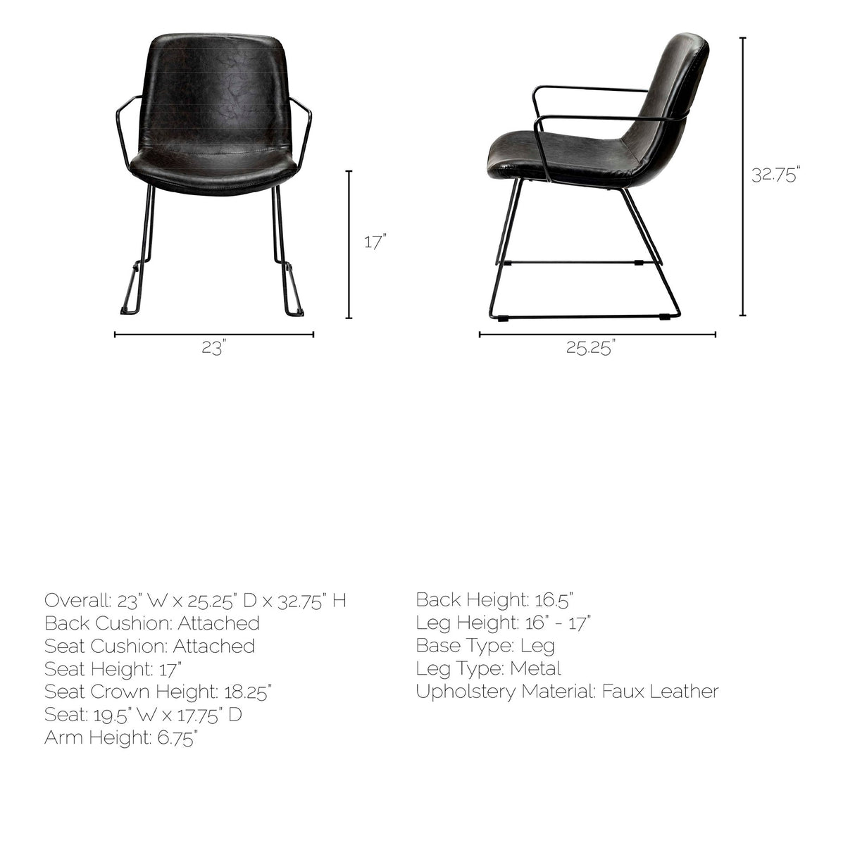 Sawyer II Black Faux-Leather Seat Black Iron Frame Dining Chair from Mercana - Luna Furniture