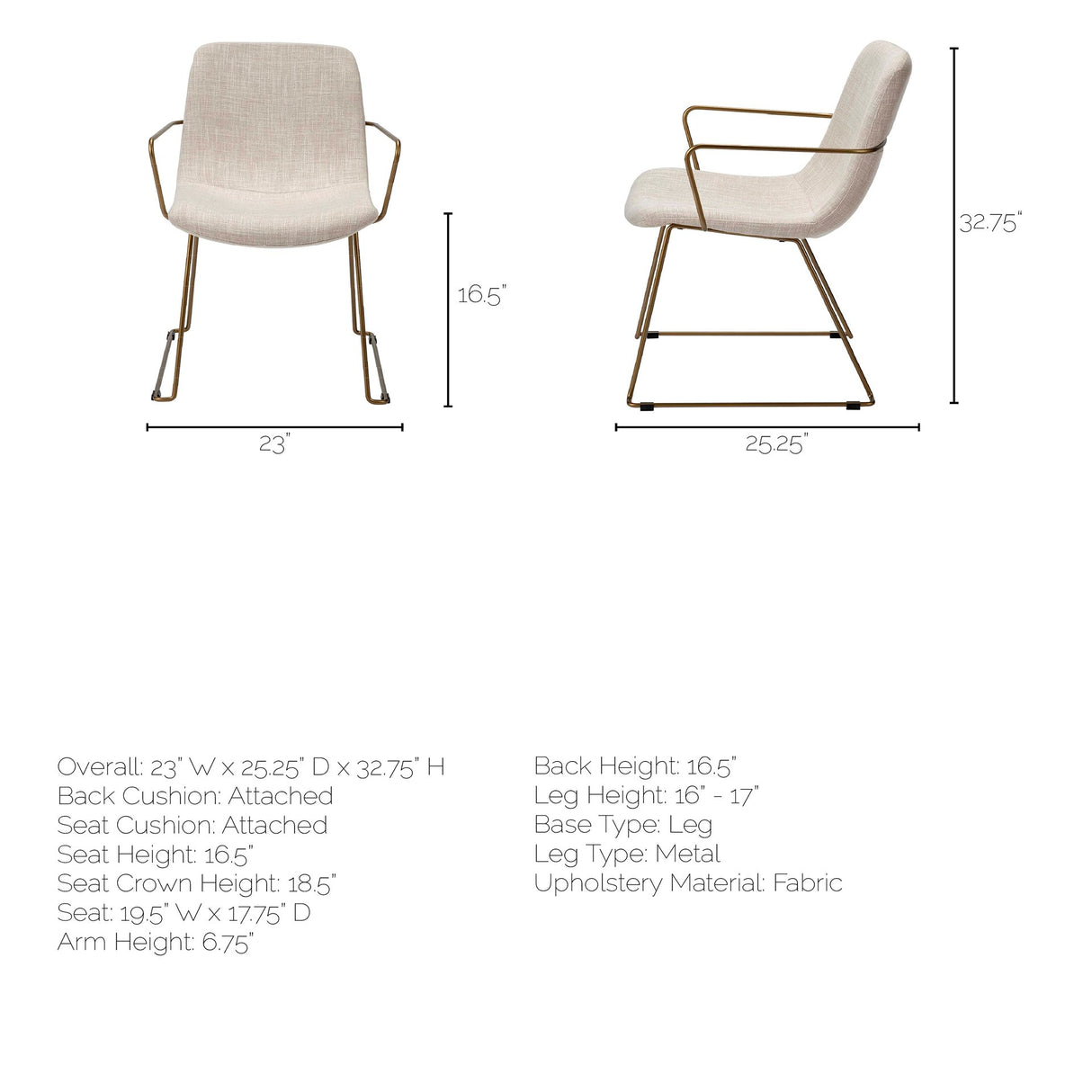 Sawyer II Beige Fabric Wrap Gold Metal Frame Dining Chair from Mercana - Luna Furniture