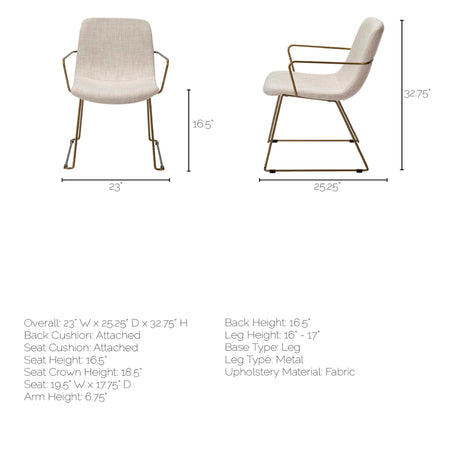 Sawyer II Beige Fabric Wrap Gold Metal Frame Dining Chair from Mercana - Luna Furniture