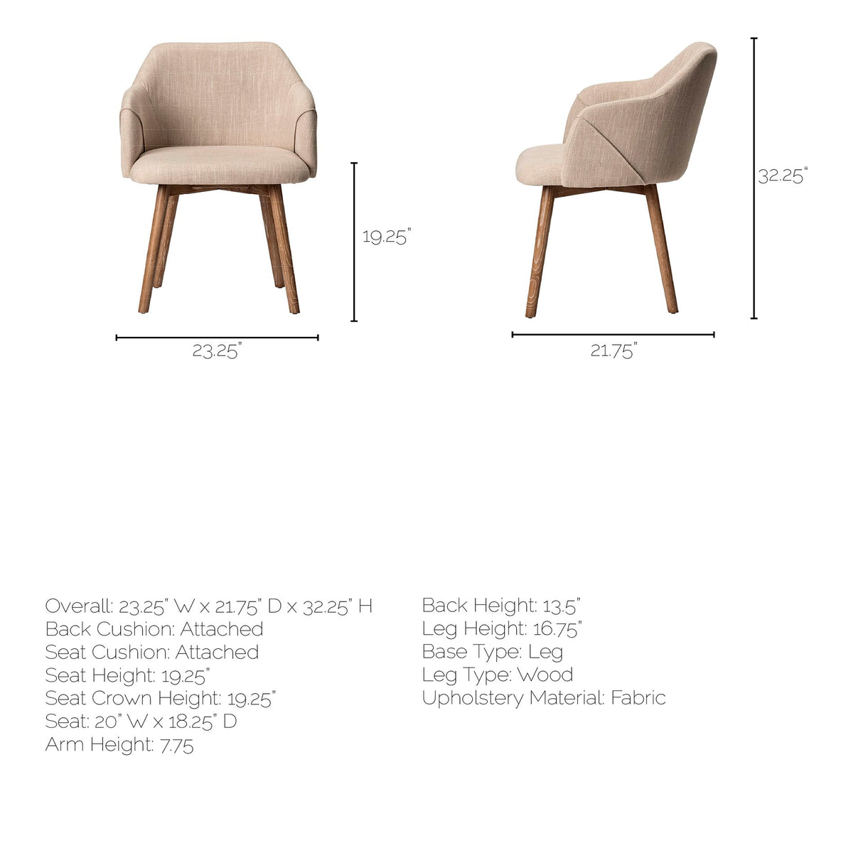 Ronald II Cream Fabric Wrap Brown Wooden Base Dining Chair from Mercana - Luna Furniture