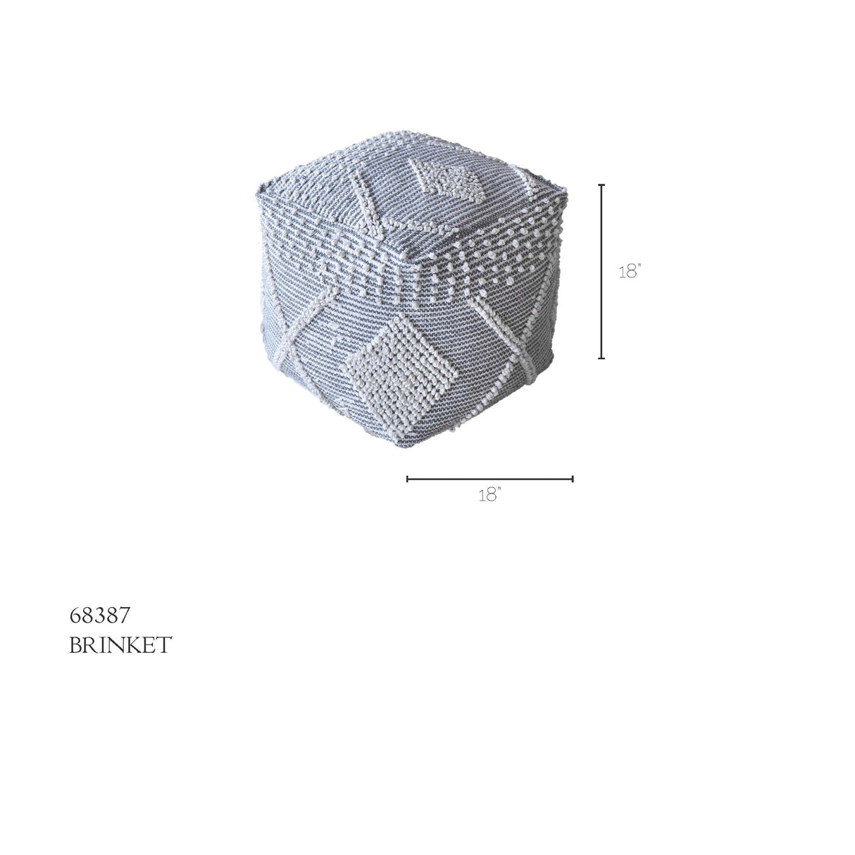 Brinket Gray/Cream Polyester Handwoven Square Pouf from Mercana - Luna Furniture