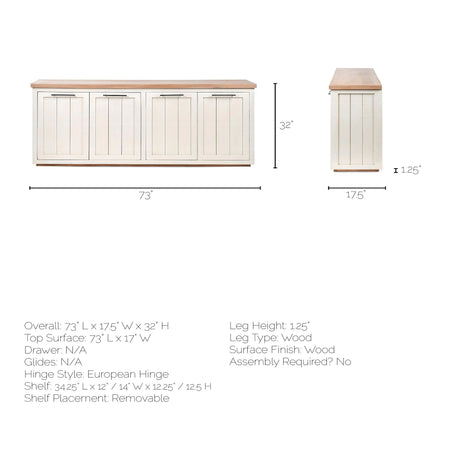 Fairview III Solid Wood Brown Top & White Frame 4 Cabinet Door Sideboard from Mercana - Luna Furniture