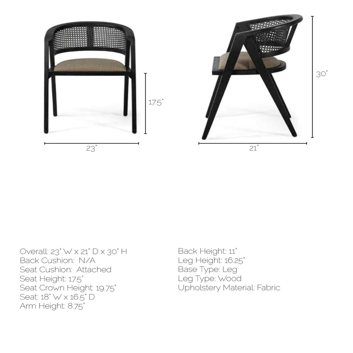 Tabitha I Black Wooden Frame Linen Wrap Seat Dining Chair from Mercana - Luna Furniture