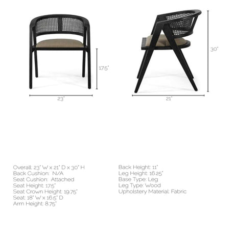 Tabitha I Black Wooden Frame Linen Wrap Seat Dining Chair from Mercana - Luna Furniture