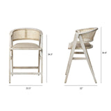 Tabitha 26.75" Seat Height Beige Fabric/Rattan Seat Blonde Wood Frame Counter Stool from Mercana - Luna Furniture