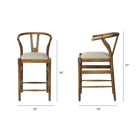 Trixie Cream Upholstered Seat Brown Wood Frame Counter Stool from Mercana - Luna Furniture