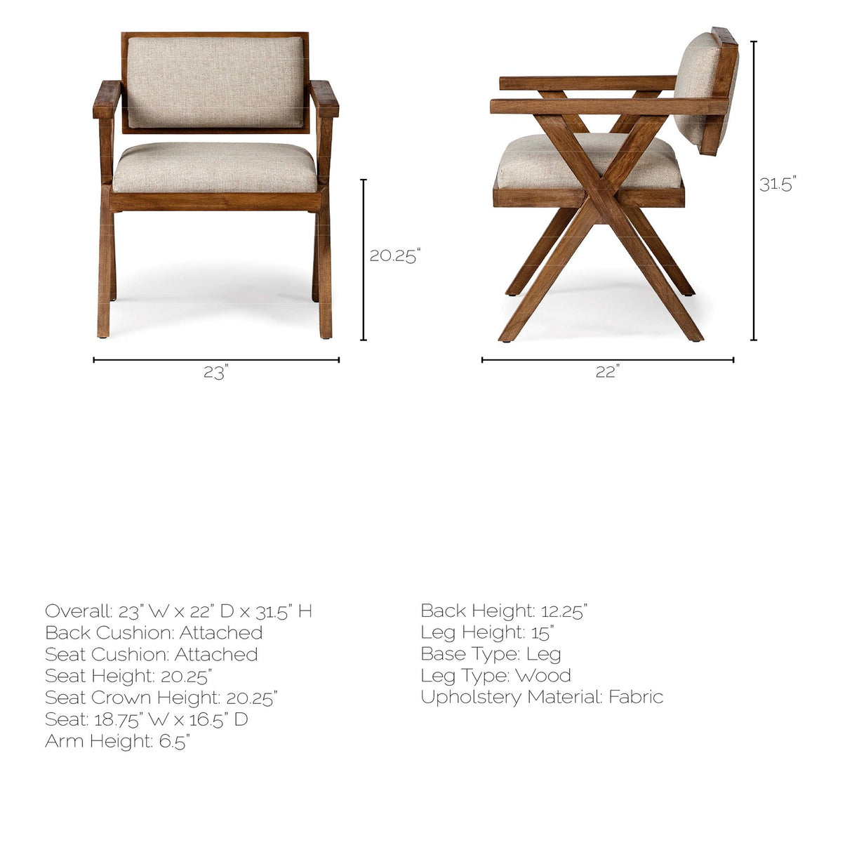 Topanga I Cream Fabric Wrap Medium Brown Wooden Frame Dining Chair from Mercana - Luna Furniture