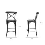 Etienne 26.25" Seat Height Black Wood Seat Black Metal Base Stool from Mercana - Luna Furniture