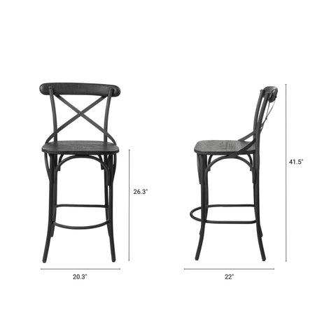 Etienne 26.25" Seat Height Black Wood Seat Black Metal Base Stool from Mercana - Luna Furniture