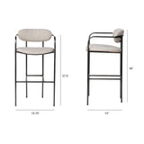 Parker 30" Seat Height Beige Fabric Seat Gun Metal Grey Metal Bar Stool from Mercana - Luna Furniture