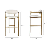 Parker 30" Seat Height Cream Fabric Seat Gold Metal Bar Stool from Mercana - Luna Furniture