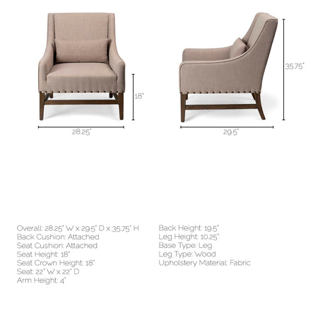 Kensington Beige Linen Fabric and Wood Accent Chair from Mercana - Luna Furniture