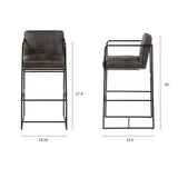 Stamford 40" Total Height Black Leather Seat w/ Wood Back, Metal Frame Bar Stool from Mercana - Luna Furniture