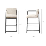 Stamford 40" Total Height Light Beige Upholstered Seat w/ Wood Back, Metal Frame Bar Stool from Mercana - Luna Furniture