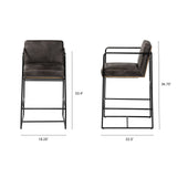 Stamford 36" Total Height Black Leather Seat w/ Wood Back, Metal Frame Counter Stool from Mercana - Luna Furniture