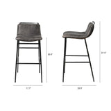 Kavalan 37.5" Total Height Ebony Leather Seat Black Metal Frame Bar Stool from Mercana - Luna Furniture
