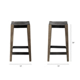 Nell 26" Seat Height Black Metal Seat & Foot Rest With Brown Wood Legs Stool from Mercana - Luna Furniture
