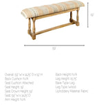 Greenfield II 59L x 14W Patterned Tan Upholstered Wood Frame Accent Bench from Mercana - Luna Furniture