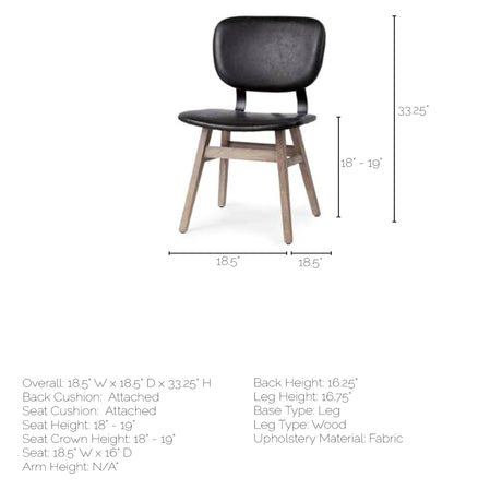 Haden I Black Faux-Leather Wrap Brown Solid Wood and Iron Base Dining Chair, Set of 2 from Mercana - Luna Furniture