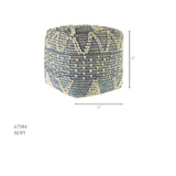 Rofi Blue Denim and Cream Cotton Stitched Square Pouf from Mercana - Luna Furniture