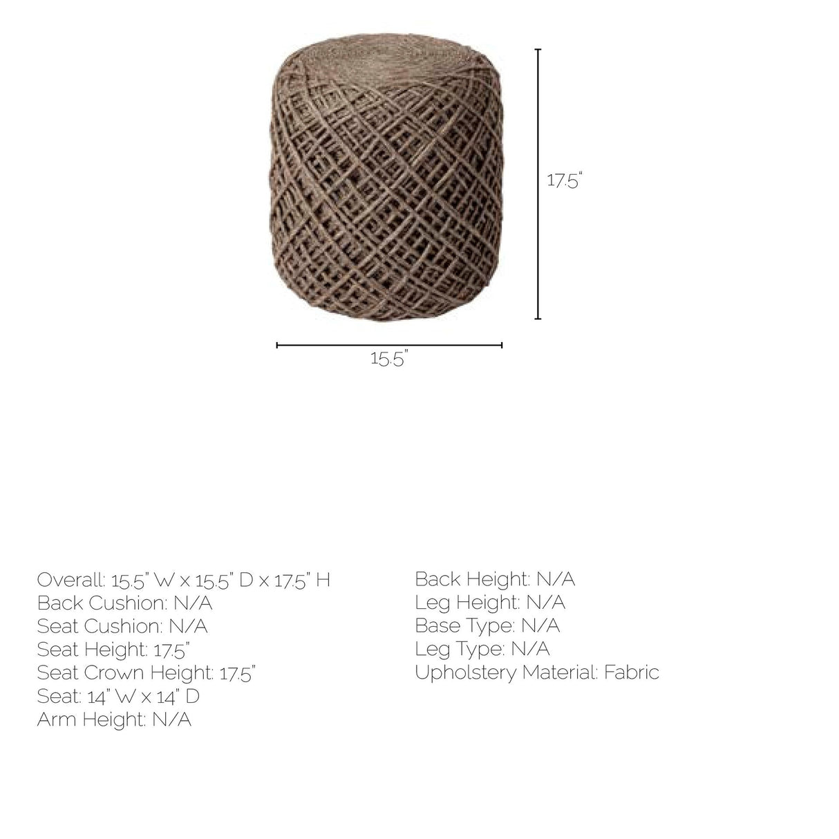 Allium Dark Brown Handwoven Wool Cylindrical Pouf from Mercana - Luna Furniture