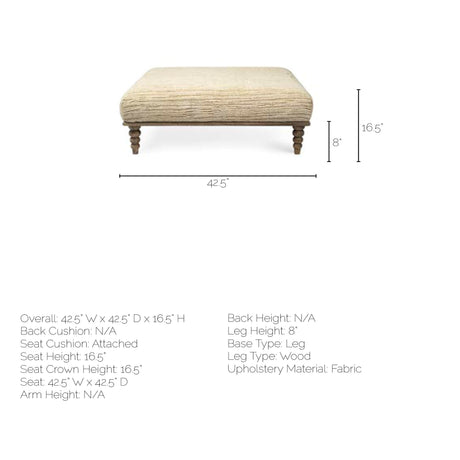 Alder I 42L x 42W Upholstered Cream Seat With Brown Wooden Base Accent Bench from Mercana - Luna Furniture