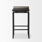 Givens 24.25"H Seat Height Black Wood Seat Black Frame Stool from Mercana - Luna Furniture