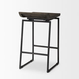 Givens 24.25"H Seat Height Black Wood Seat Black Frame Stool from Mercana - Luna Furniture