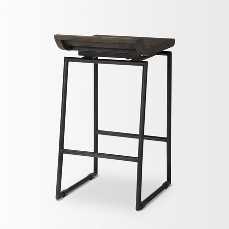 Givens 24.25"H Seat Height Black Wood Seat Black Frame Stool from Mercana - Luna Furniture