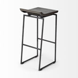 Givens 30.25"H Seat Height Black Wood Seat Black Metal Base Stool from Mercana - Luna Furniture
