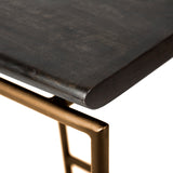 Givens 30.25"H Seat Height Brown Wood Seat Gold Metal Base Stool from Mercana - Luna Furniture
