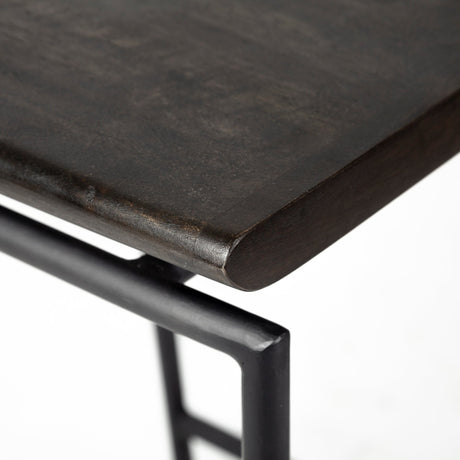 Givens 30.25"H Seat Height Black Wood Seat Black Metal Base Stool from Mercana - Luna Furniture