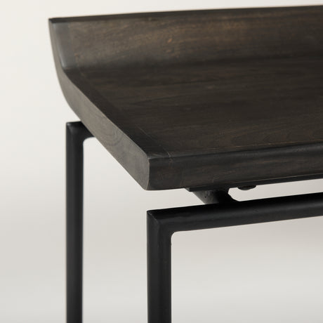 Givens 24.25"H Seat Height Black Wood Seat Black Frame Stool from Mercana - Luna Furniture