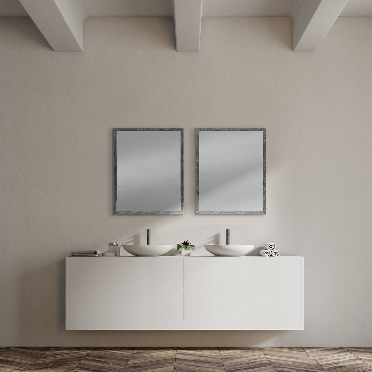 Bristol Grey 24x30 Faux Wood Frame Bathroom Vanity Mirror from Mercana - Luna Furniture