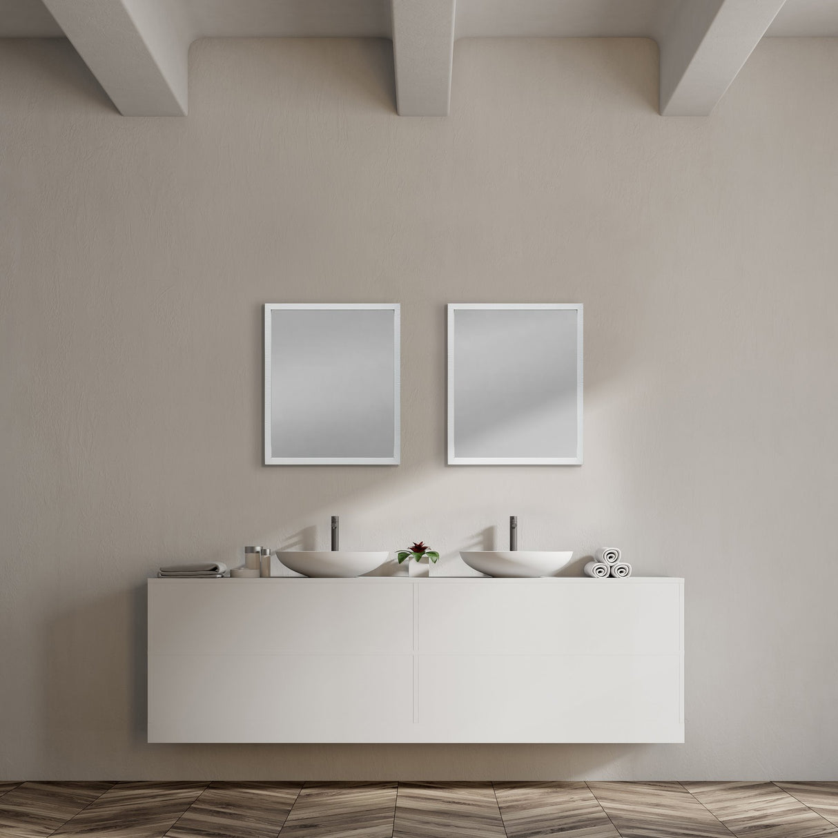 Bristol White 20x24 Faux Wood Frame Bathroom Vanity Mirror from Mercana - Luna Furniture