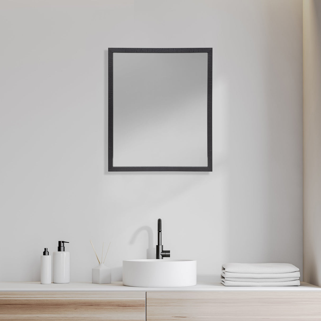 Bristol Espresso 20x24 Faux Wood Frame Bathroom Vanity Mirror from Mercana - Luna Furniture