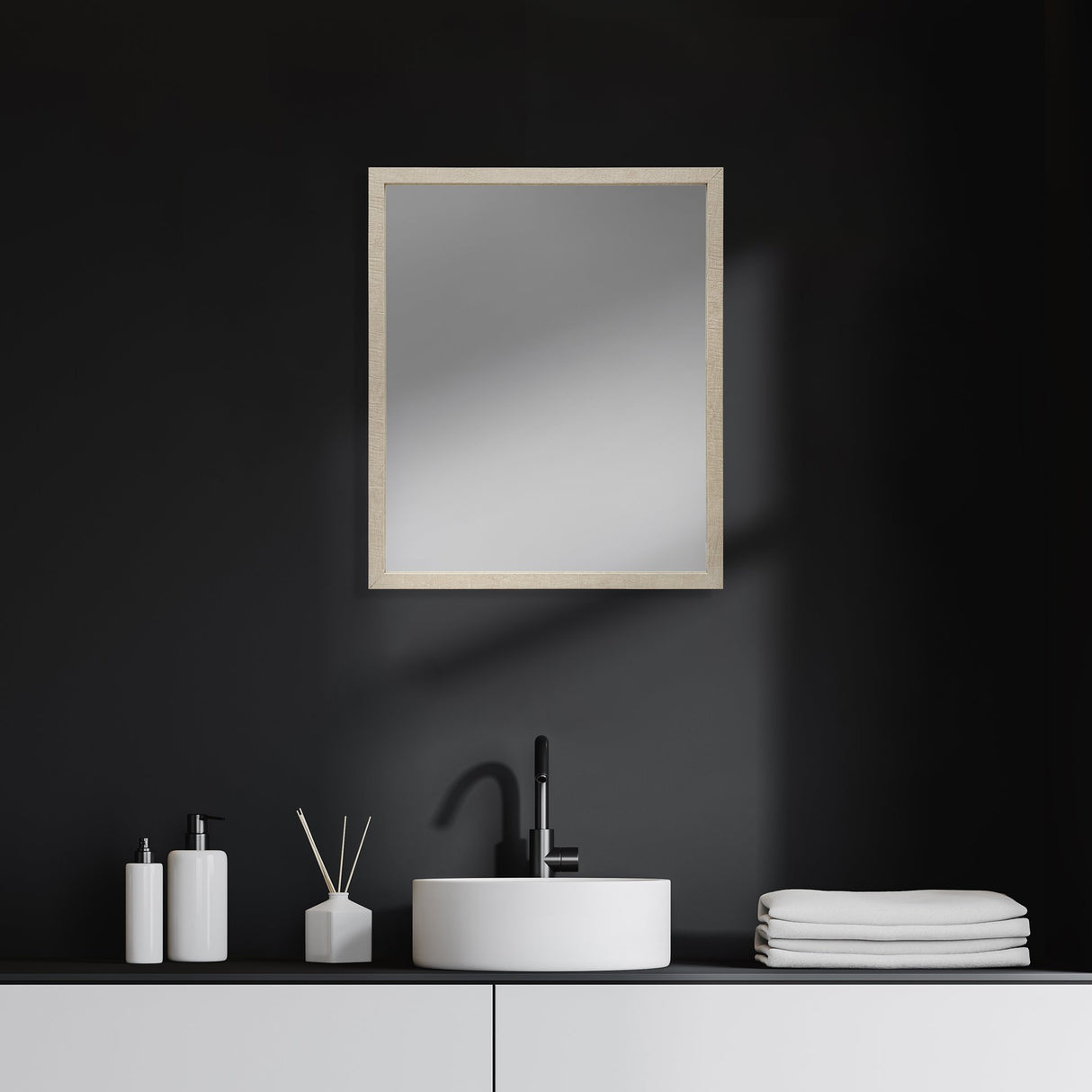 Bristol Tan 20x24 Faux Wood Frame Bathroom Vanity Mirror from Mercana - Luna Furniture