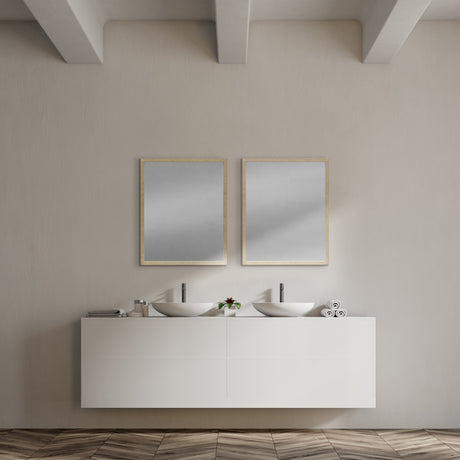 Bristol Tan 24x30" Faux Wood Frame Bathroom Vanity Mirror from Mercana - Luna Furniture
