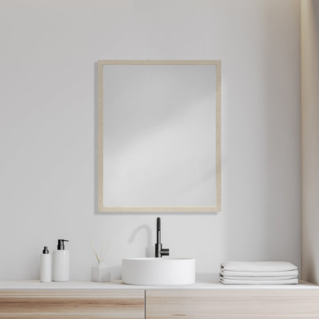 Bristol Tan 24x30" Faux Wood Frame Bathroom Vanity Mirror from Mercana - Luna Furniture